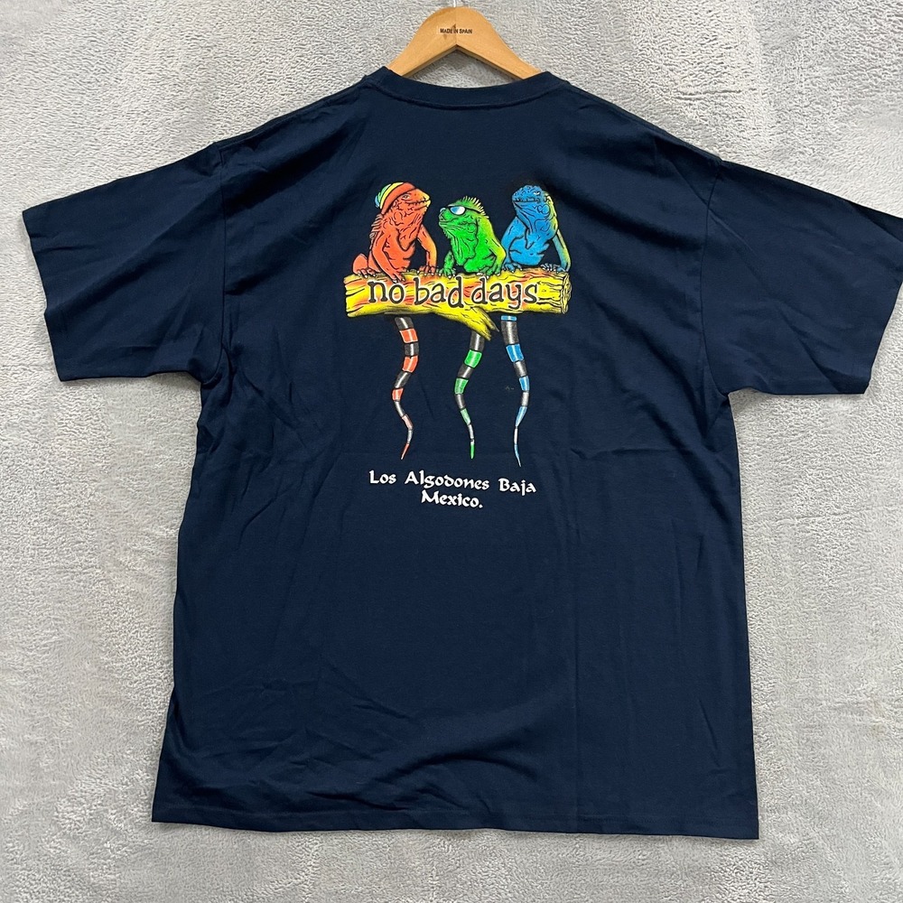 Yazbek Heavyweight Tee Mens XL No bad days Made in Mexico Navy Blue Vintage 90s
